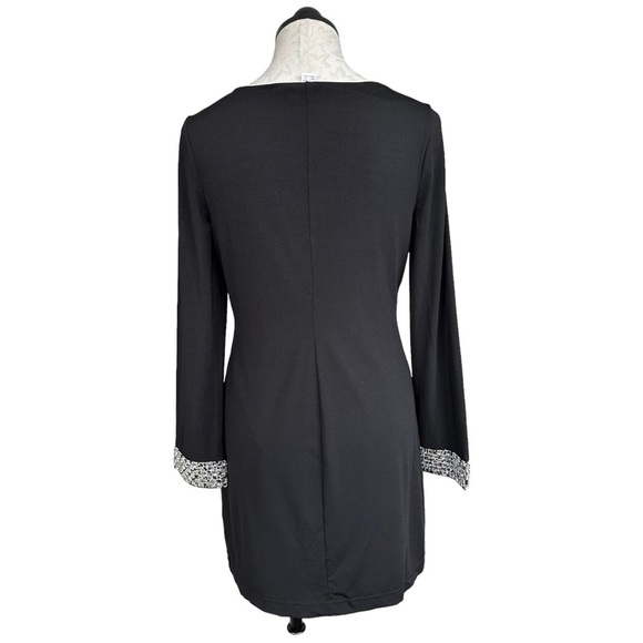Venus Little Black Dress V-Neck Long Sleeves Sparkly Jeweled Cuffs Size Small - Picture 3 of 11